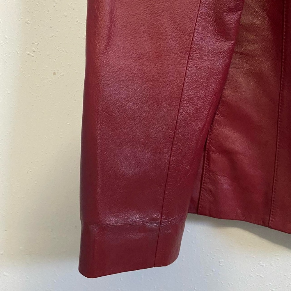Red Genuine Leather Jacket - Picture 4 of 8